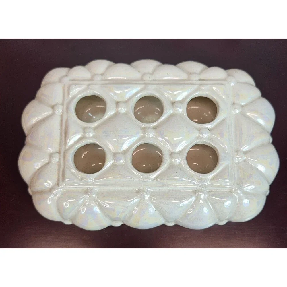 Vintage Opalescent Ceramic 6 Compartment Lipstick Holder